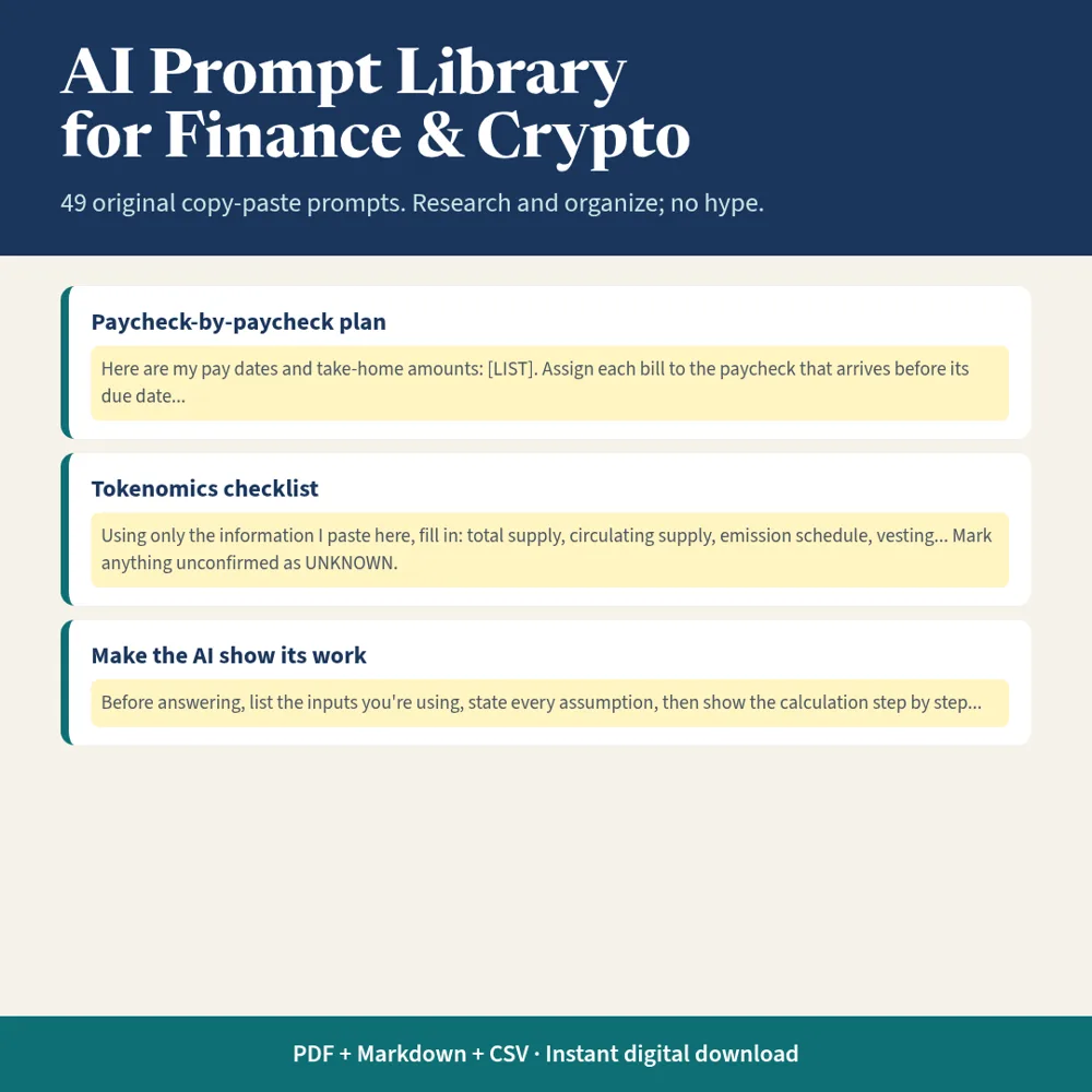 AI Prompt Library for Finance & Crypto Research mockup