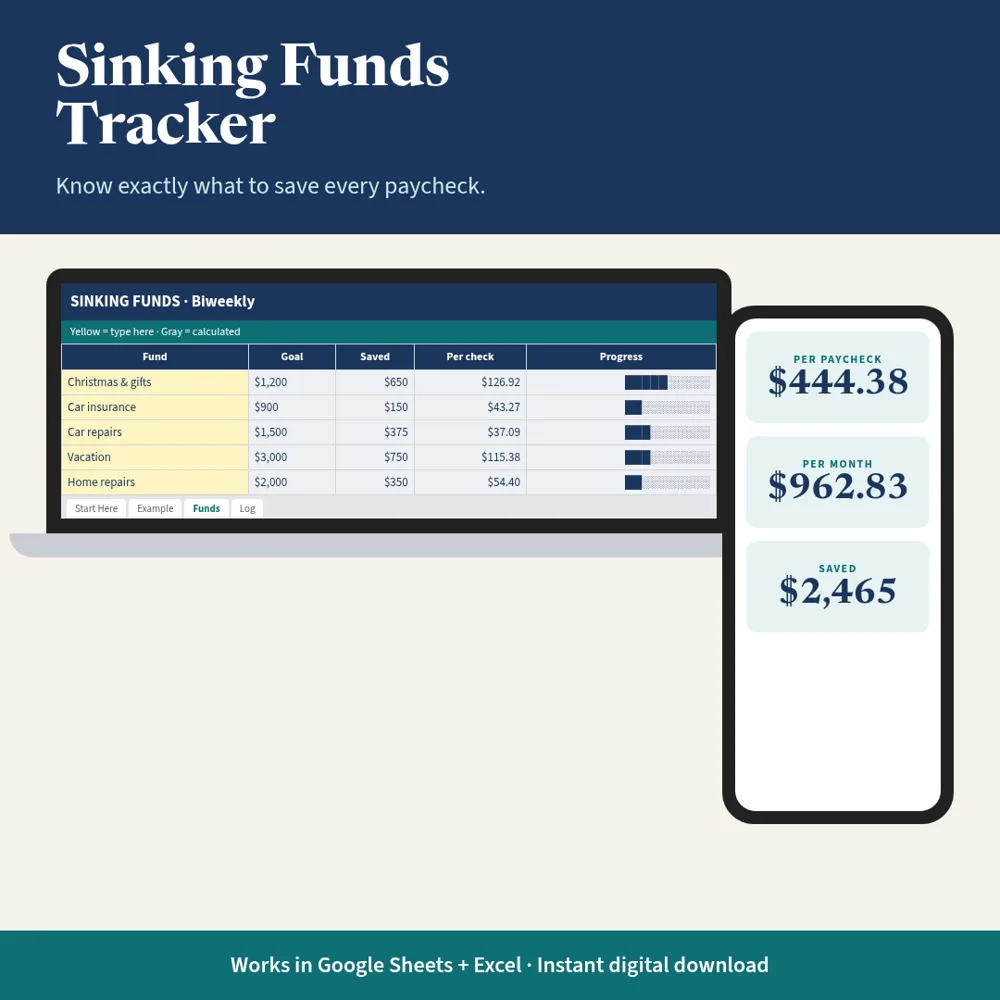 Sinking Funds Tracker mockup
