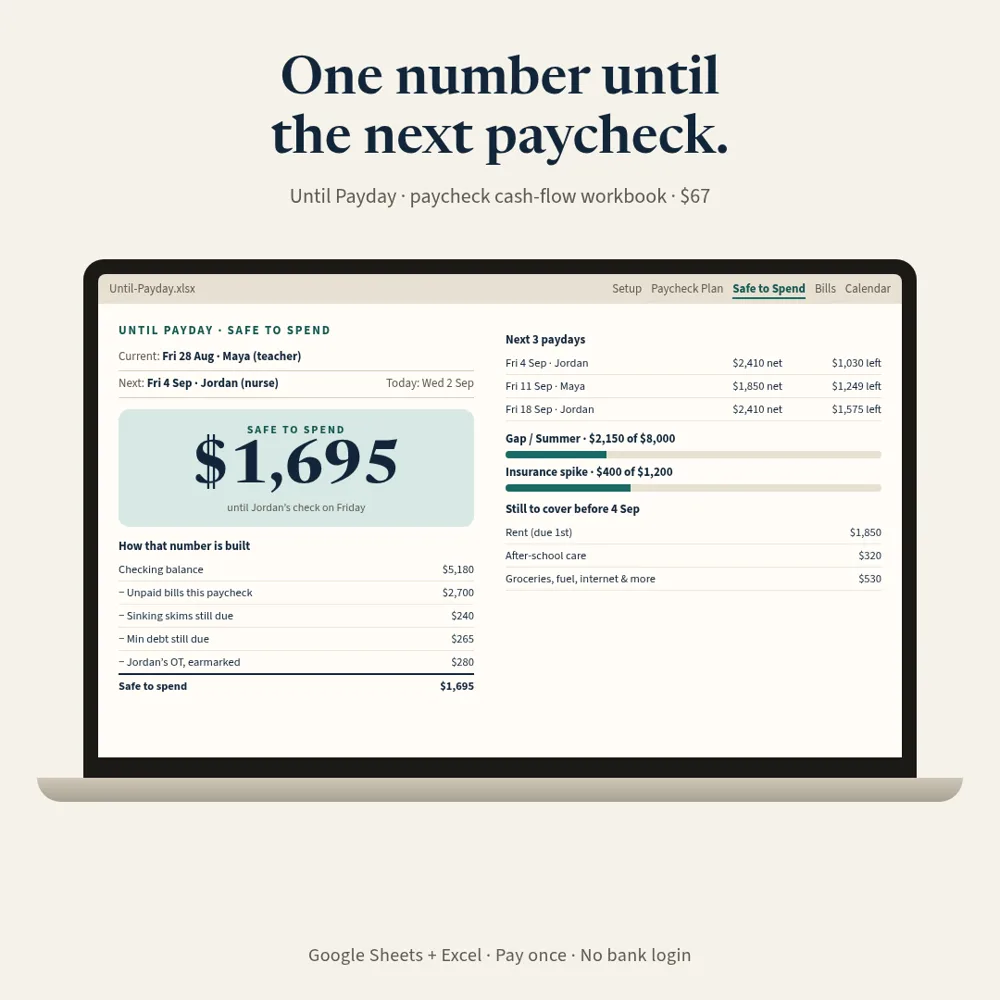Until Payday spreadsheet mockup